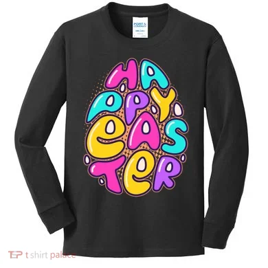 Funny Happy Easter Egg Kids Long Sleeve Shirt