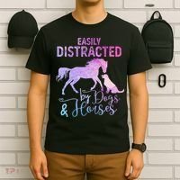 Funny Horse  Easily Distracted T-Shirt thumb 6