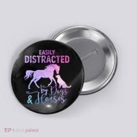 Funny Horse  Easily Distracted Button thumb 0