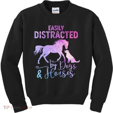 Funny Horse  Easily Distracted Kids Sweatshirt