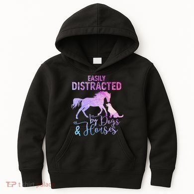 Funny Horse  Easily Distracted Kids Hoodie