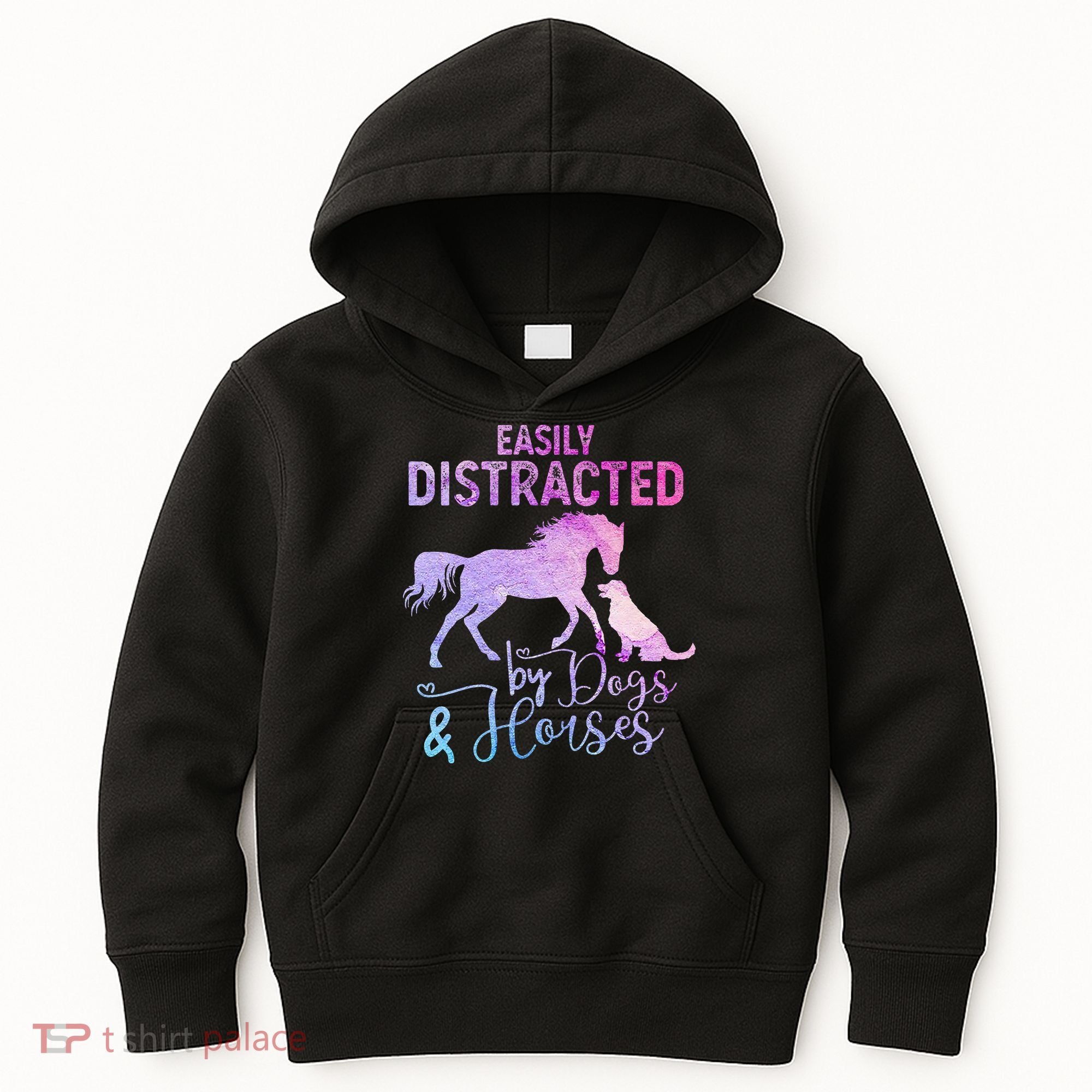 Funny Horse  Easily Distracted Kids Hoodie