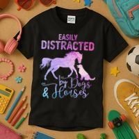 Funny Horse  Easily Distracted Kids T-Shirt thumb 3