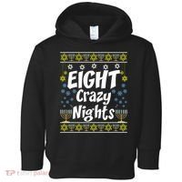 Funny Hanukkah Eight Crazy Nights Jewish Toddler Hoodie thumb 0