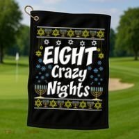 Funny Hanukkah Eight Crazy Nights Jewish Golf Towel thumb 1