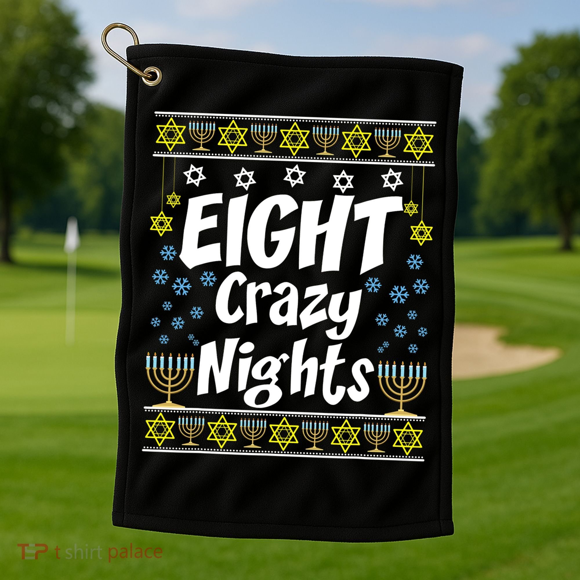 Funny Hanukkah Eight Crazy Nights Jewish Golf Towel
