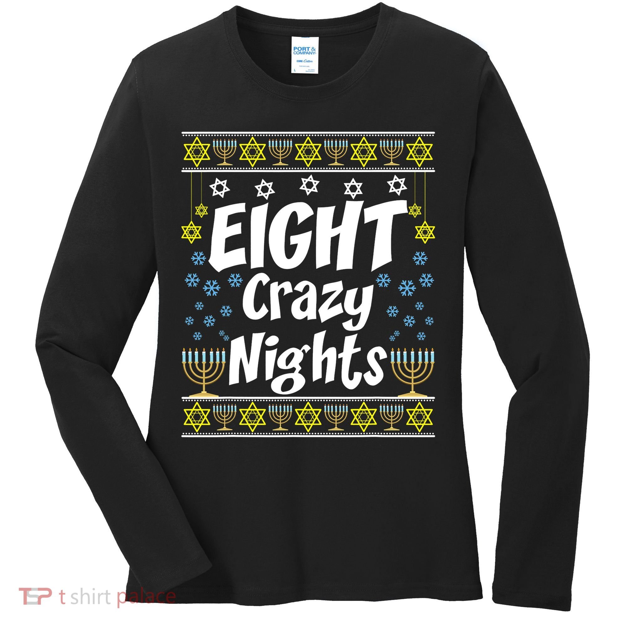 Funny Hanukkah Eight Crazy Nights Jewish Women's Long Sleeve Shirt
