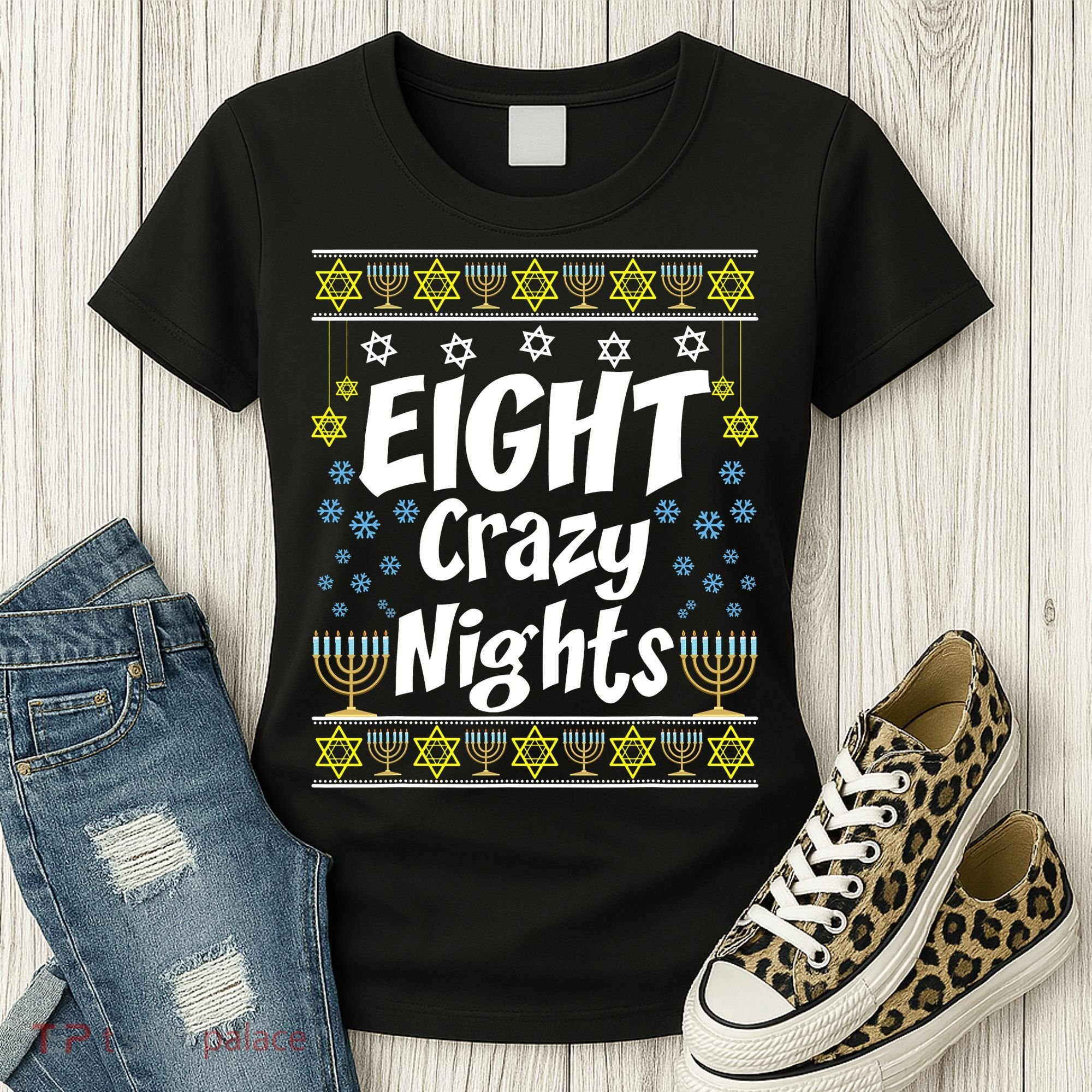 Funny Hanukkah Eight Crazy Nights Jewish Women's T-Shirt