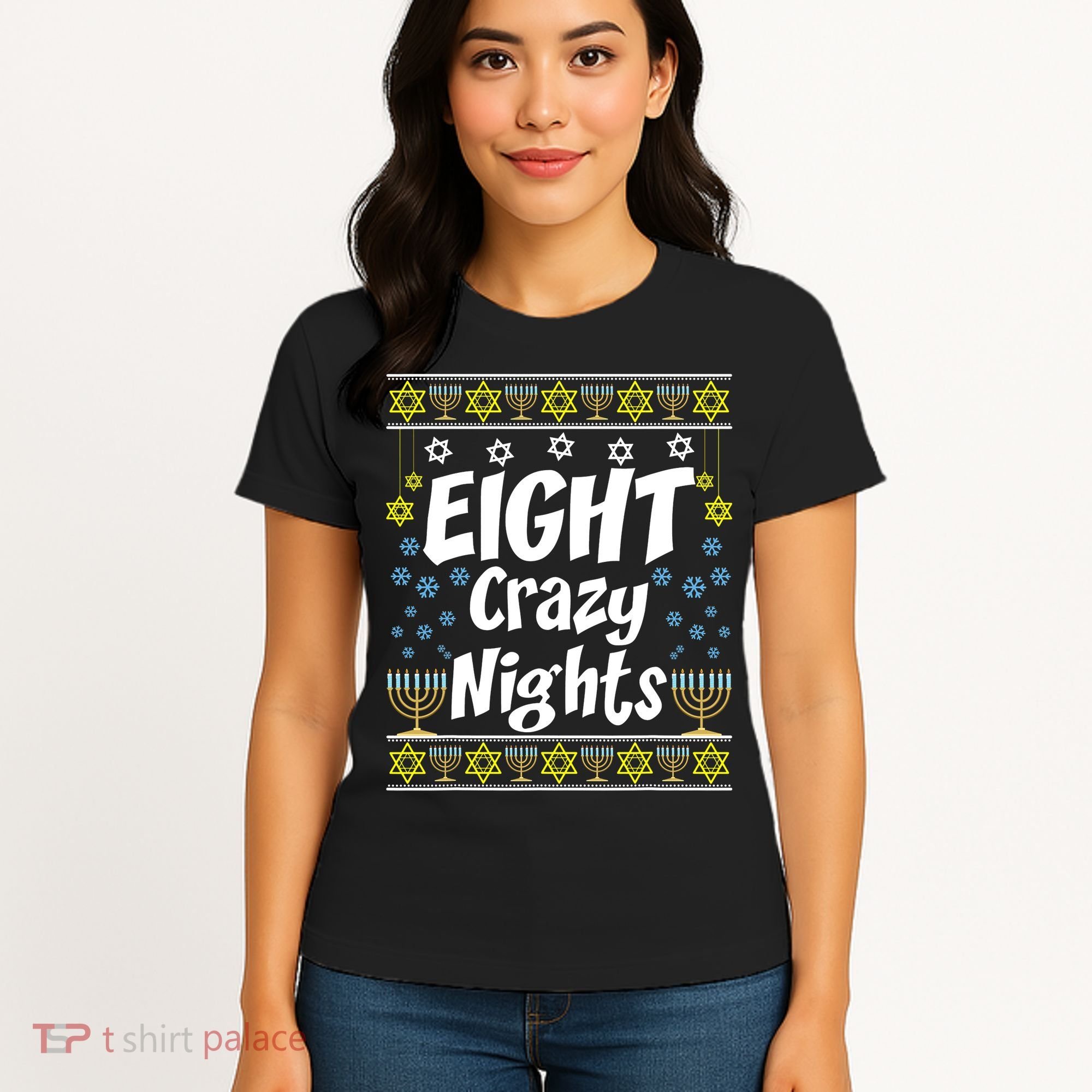 Funny Hanukkah Eight Crazy Nights Jewish Women's T-Shirt