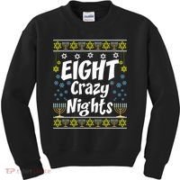Funny Hanukkah Eight Crazy Nights Jewish Kids Sweatshirt thumb 0