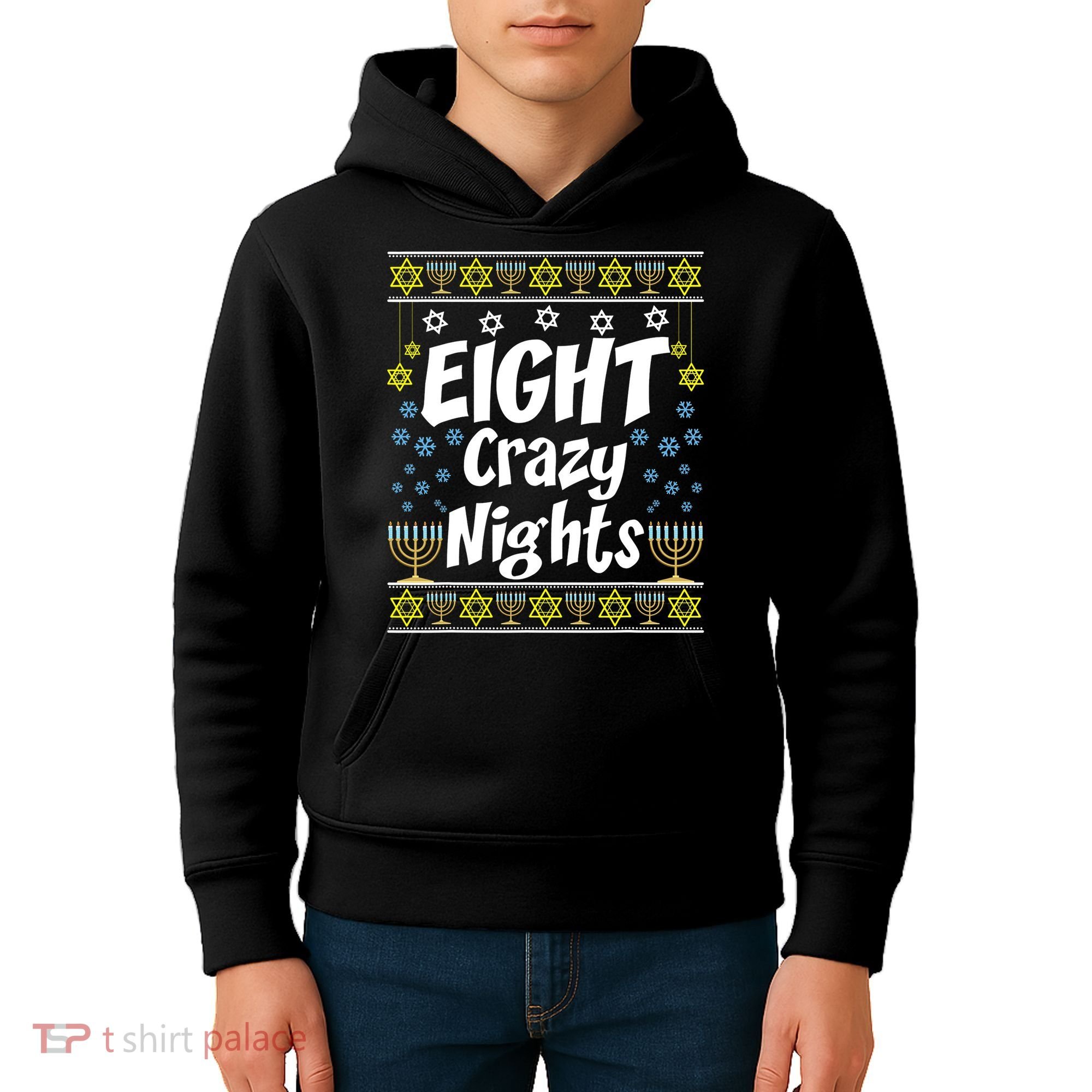 Funny Hanukkah Eight Crazy Nights Jewish Kids Hoodie