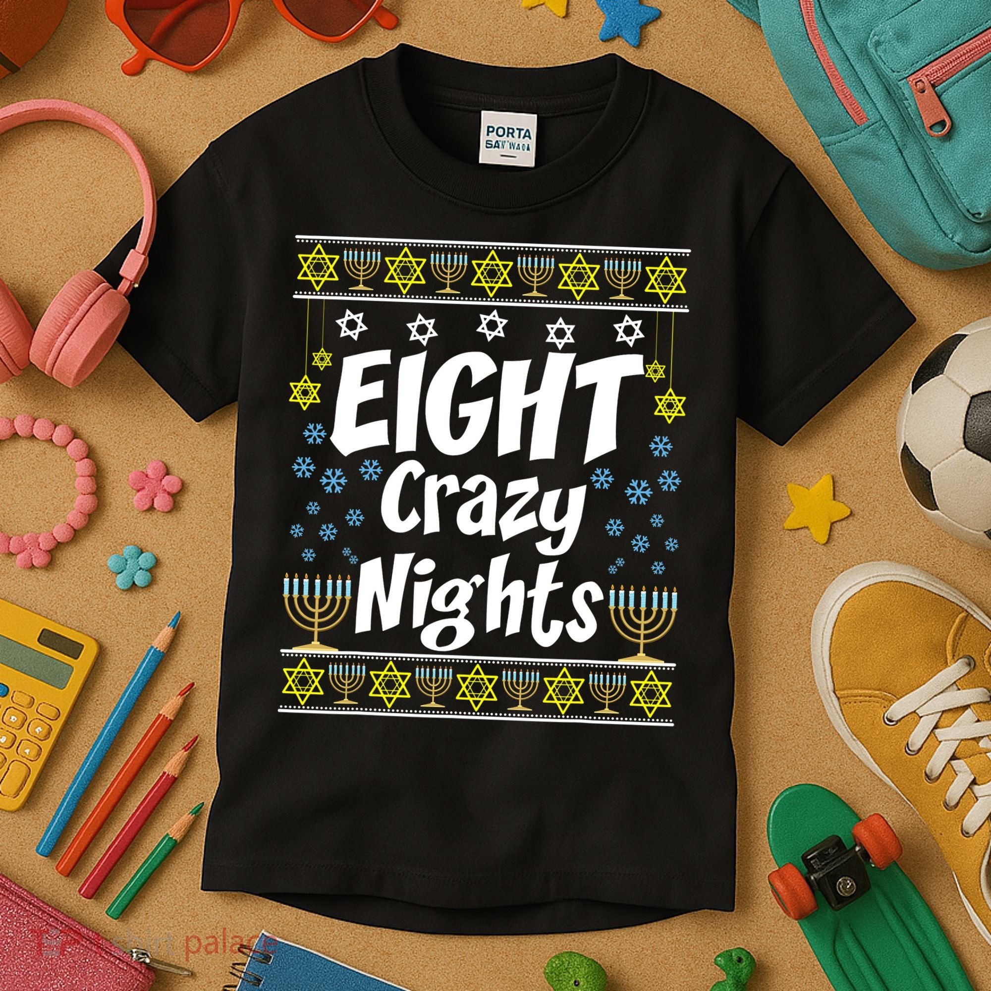 Funny Hanukkah Eight Crazy Nights Jewish Kids T-Shirt