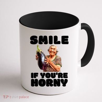 Funny Horny Eggplant Old Lady Inappropriate Embarrassing Coffee Mug back