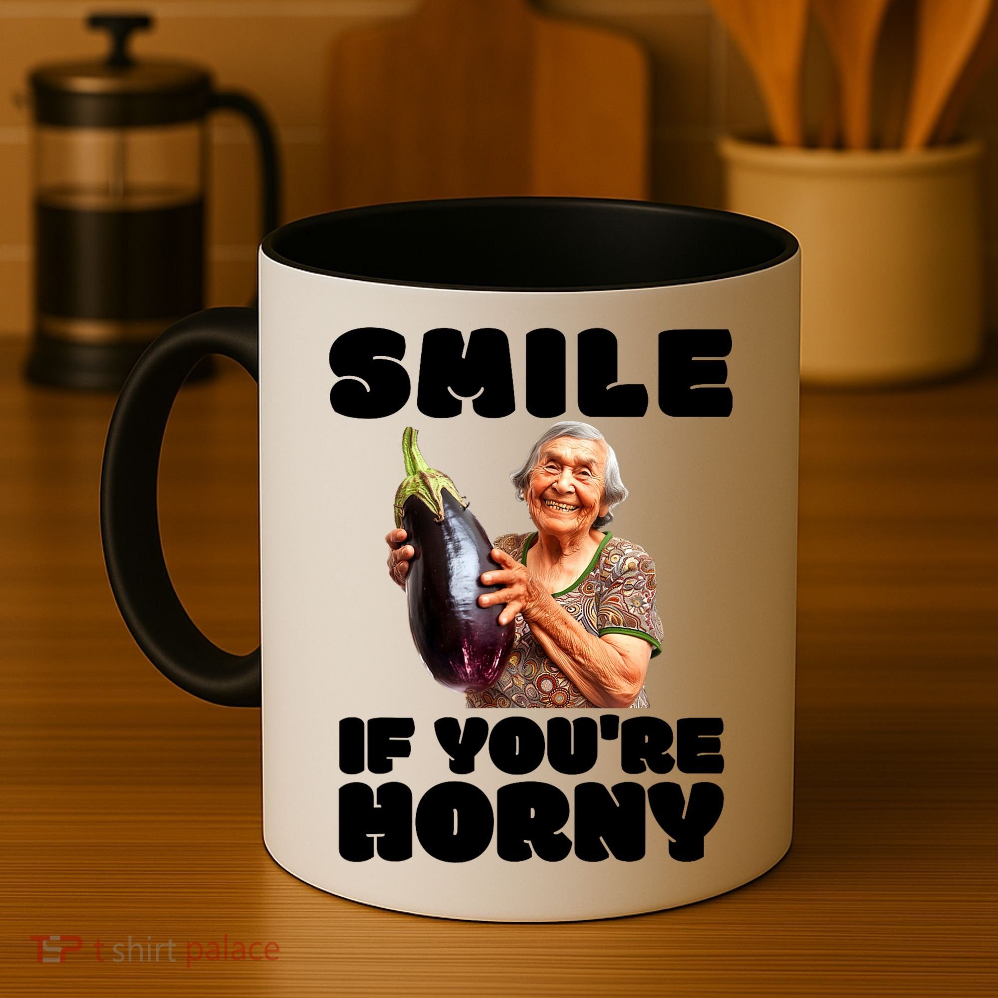 Funny Horny Eggplant Old Lady Inappropriate Embarrassing Coffee Mug