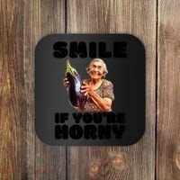 Funny Horny Eggplant Old Lady Inappropriate Embarrassing Coaster thumb 0