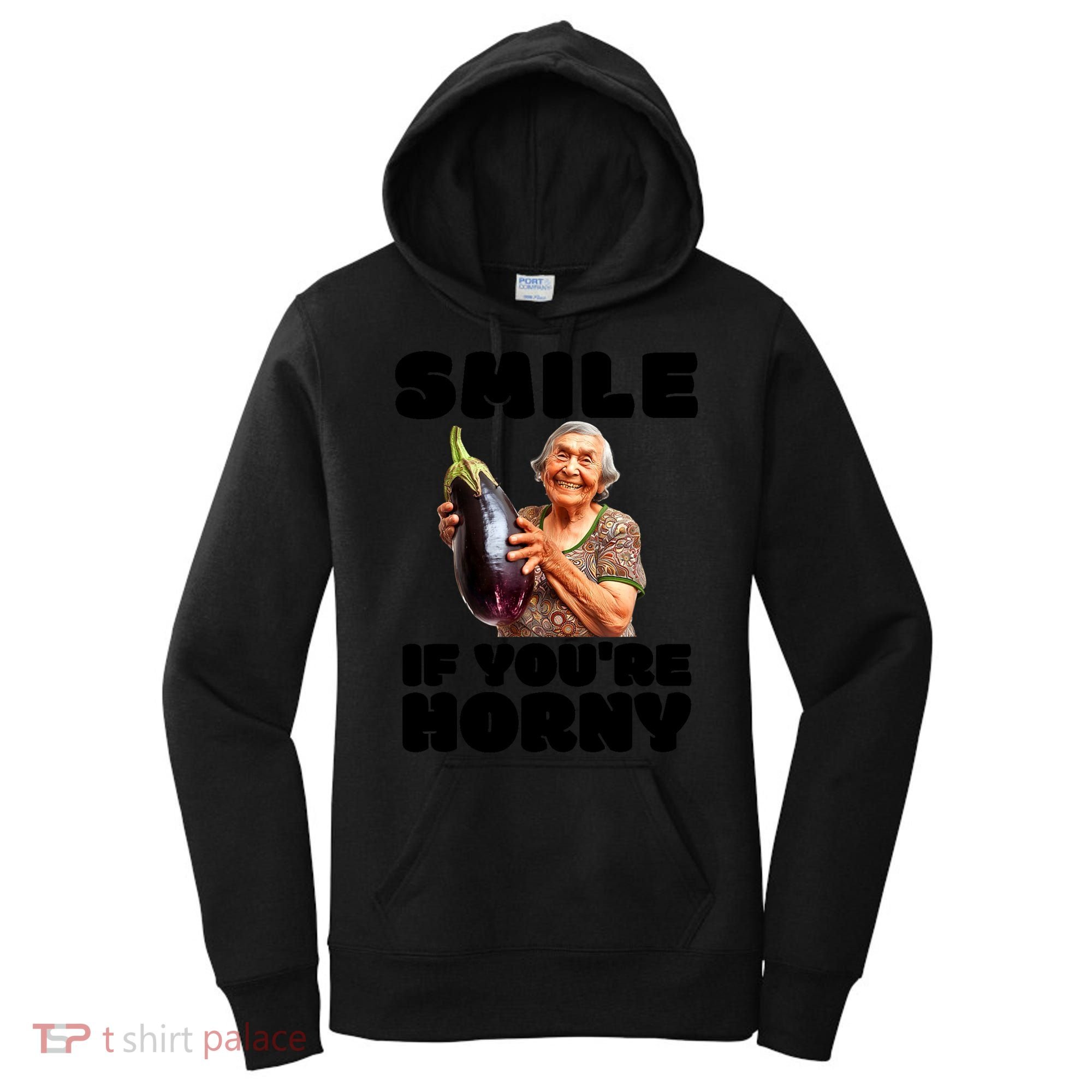 Funny Horny Eggplant Old Lady Inappropriate Embarrassing Women's Hoodie