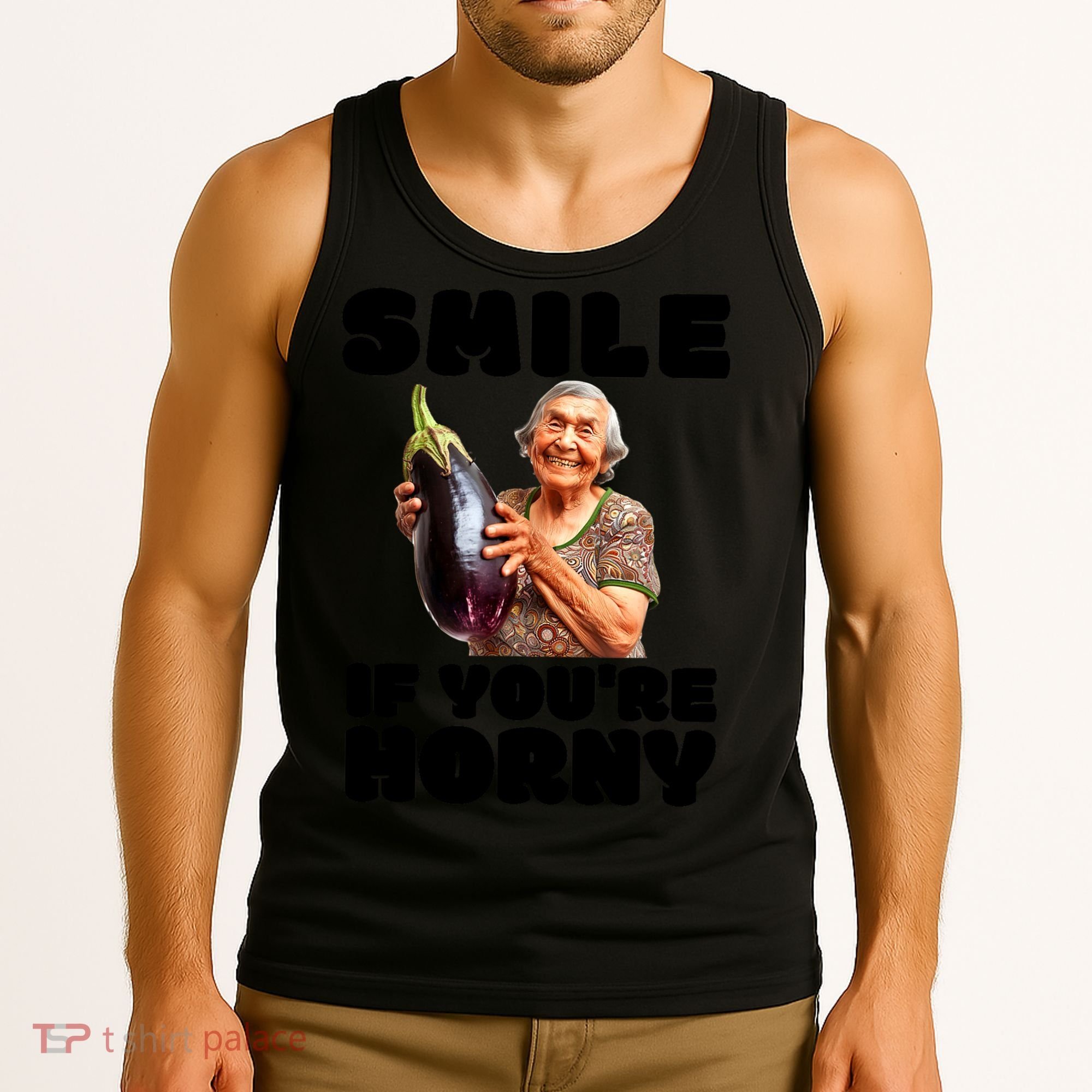 Funny Horny Eggplant Old Lady Inappropriate Embarrassing Tank Top