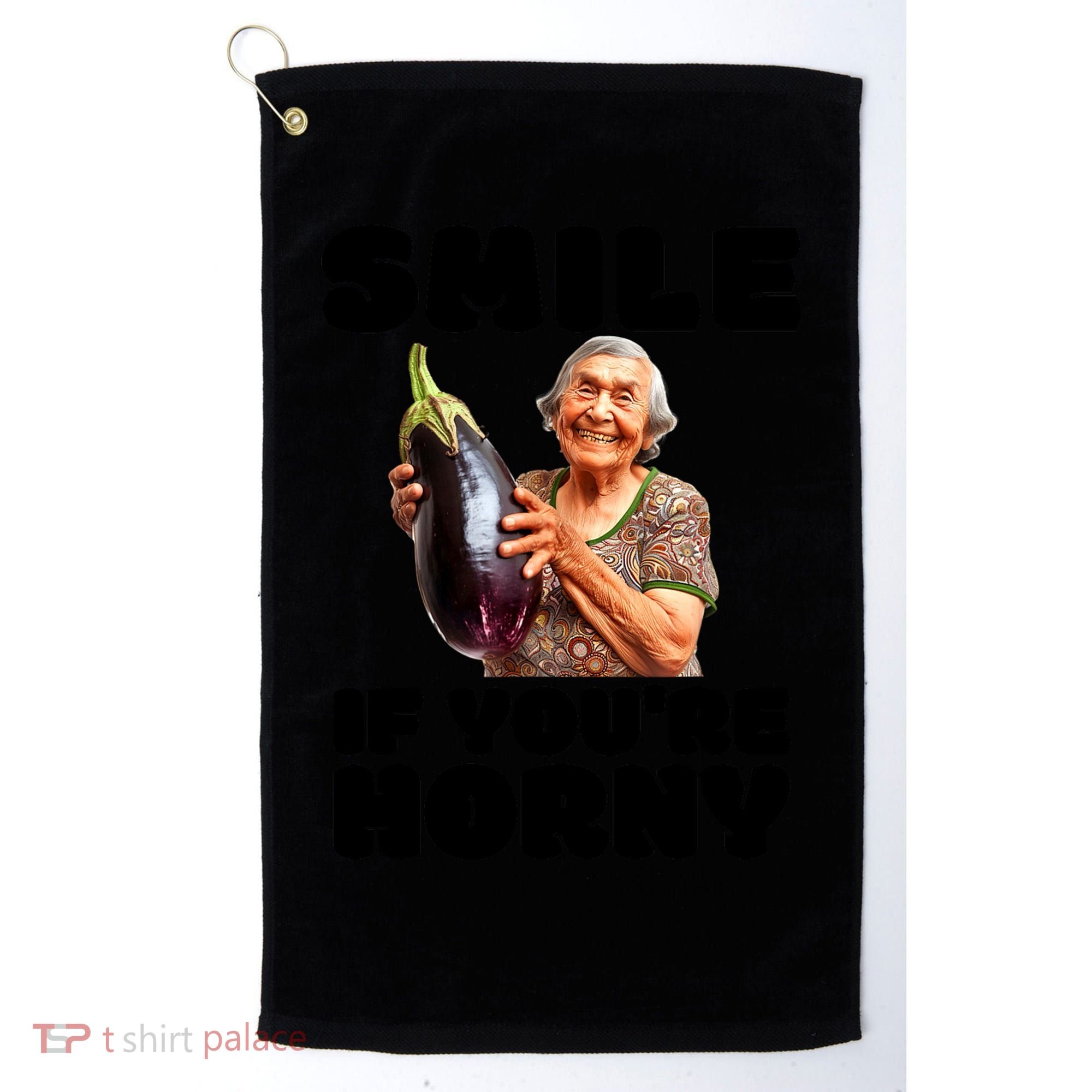 Funny Horny Eggplant Old Lady Inappropriate Embarrassing Golf Towel