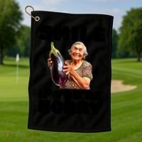 Funny Horny Eggplant Old Lady Inappropriate Embarrassing Golf Towel thumb 1