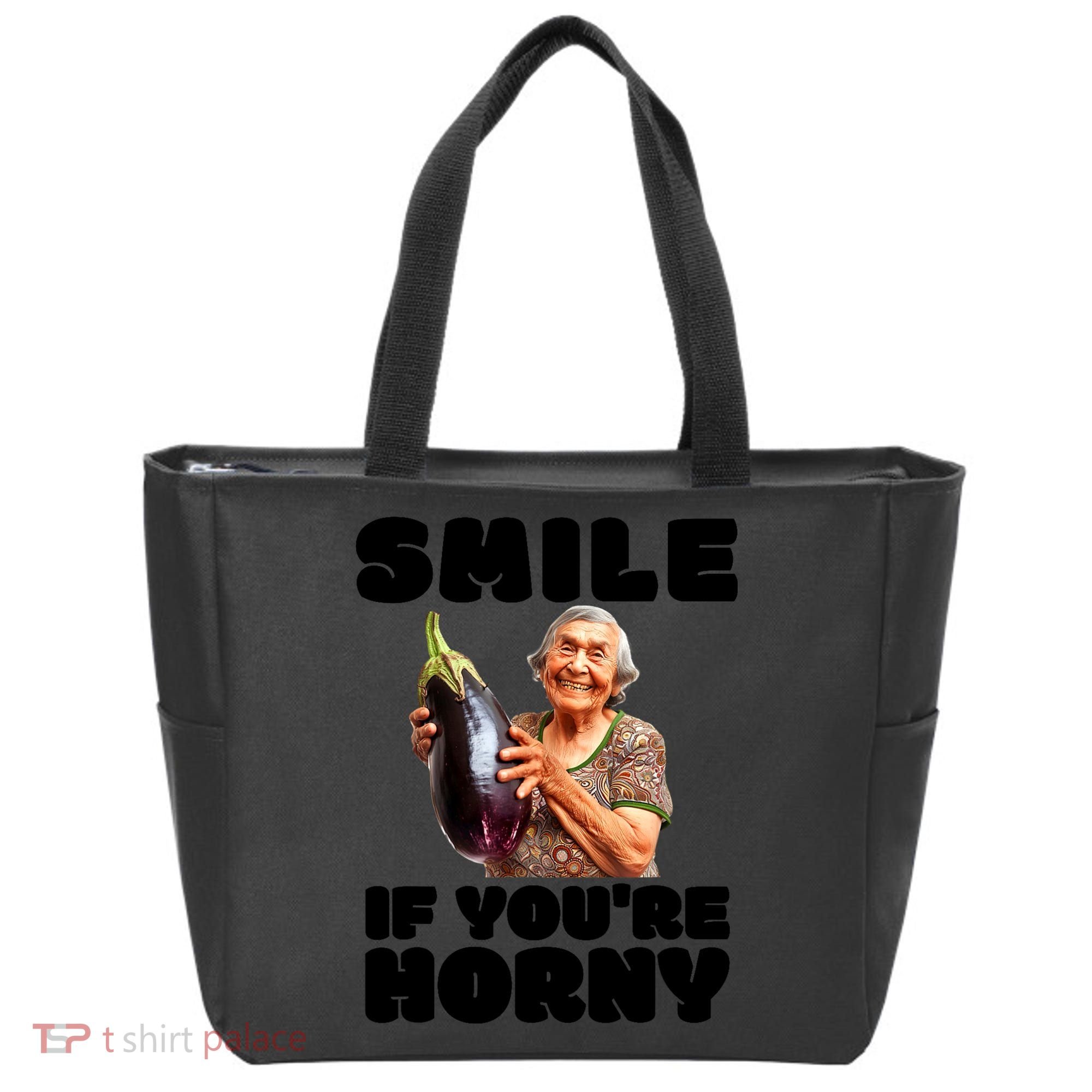 Funny Horny Eggplant Old Lady Inappropriate Embarrassing Tote Bag