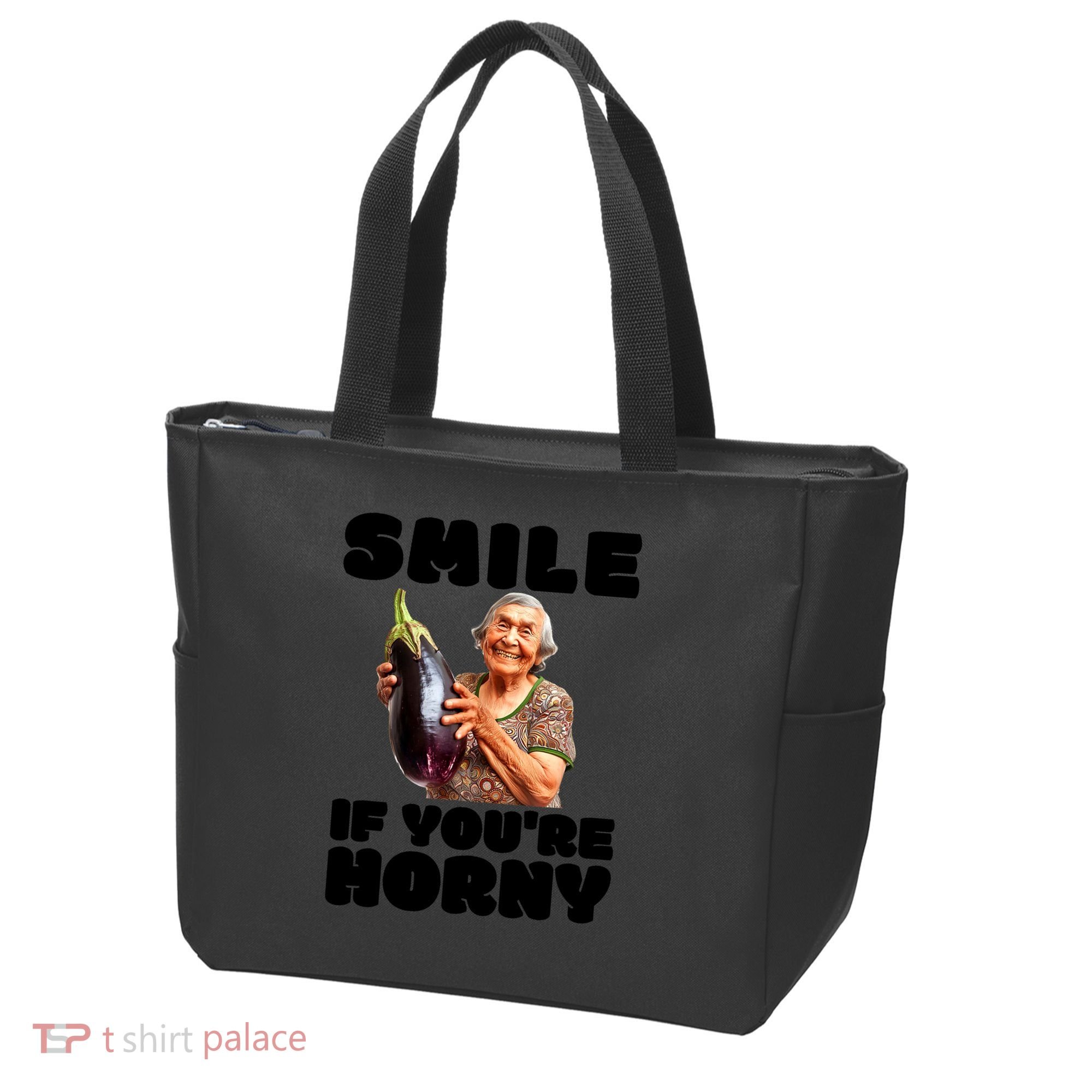 Funny Horny Eggplant Old Lady Inappropriate Embarrassing Tote Bag
