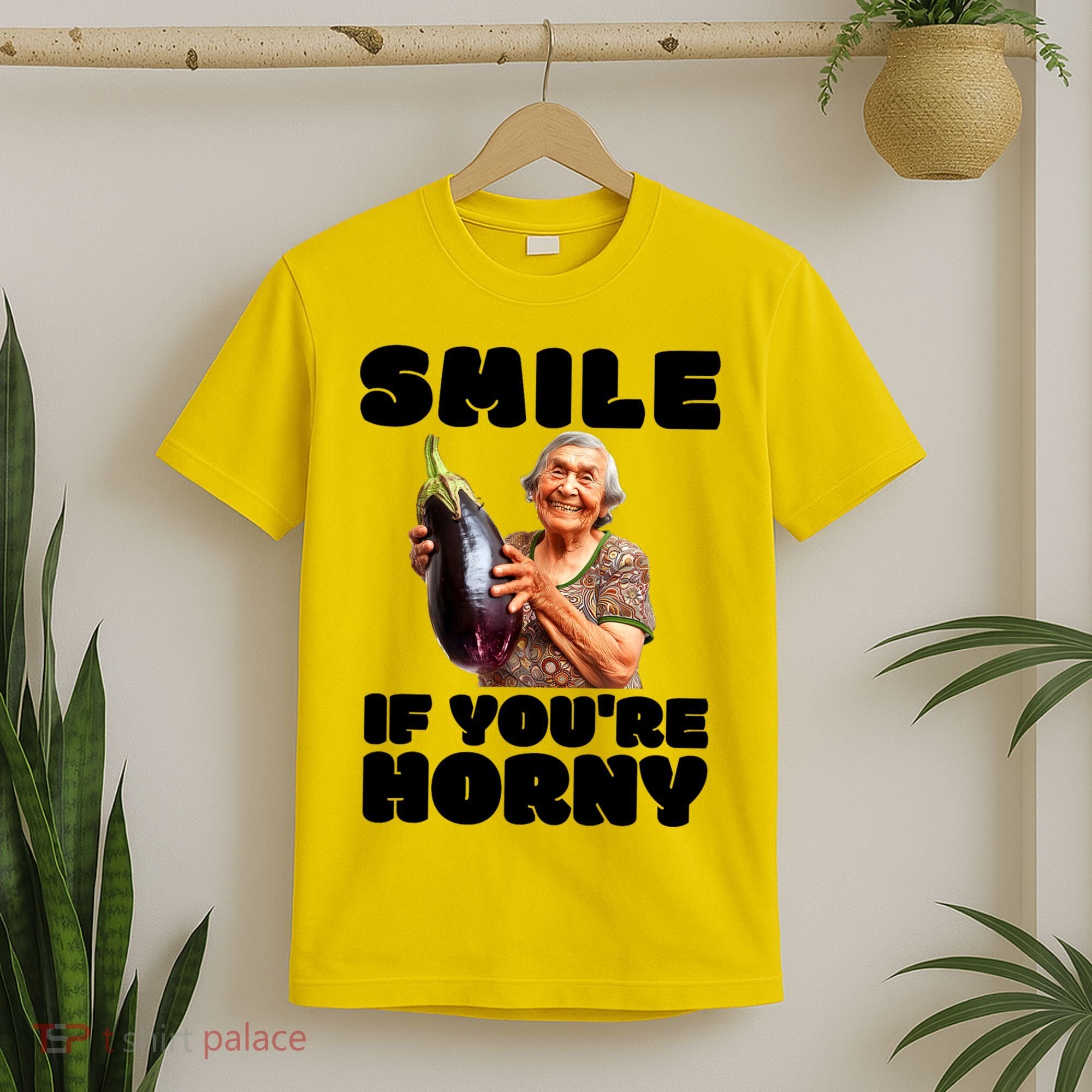 Funny Horny Eggplant Old Lady Inappropriate Embarrassing T-Shirt