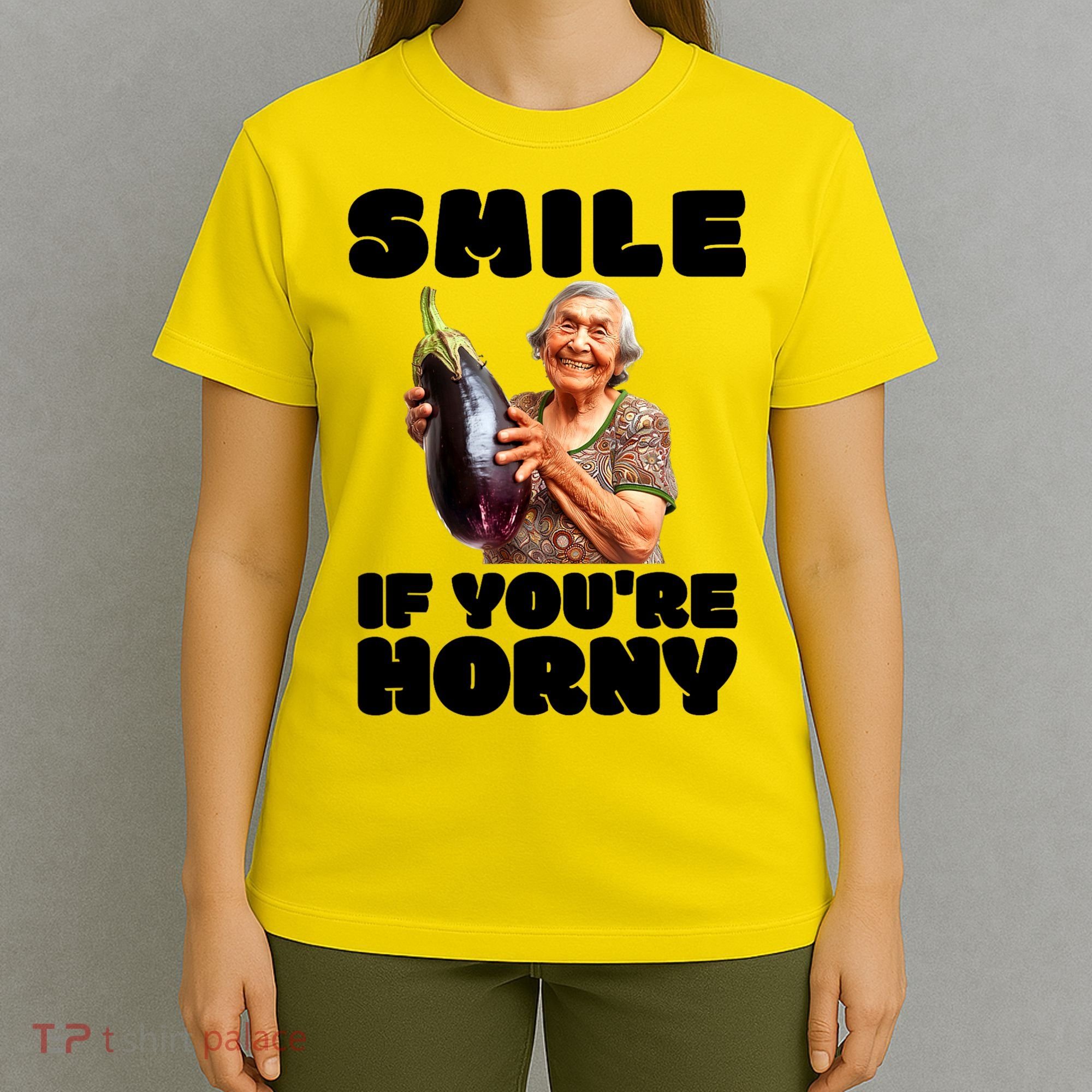 Funny Horny Eggplant Old Lady Inappropriate Embarrassing T-Shirt