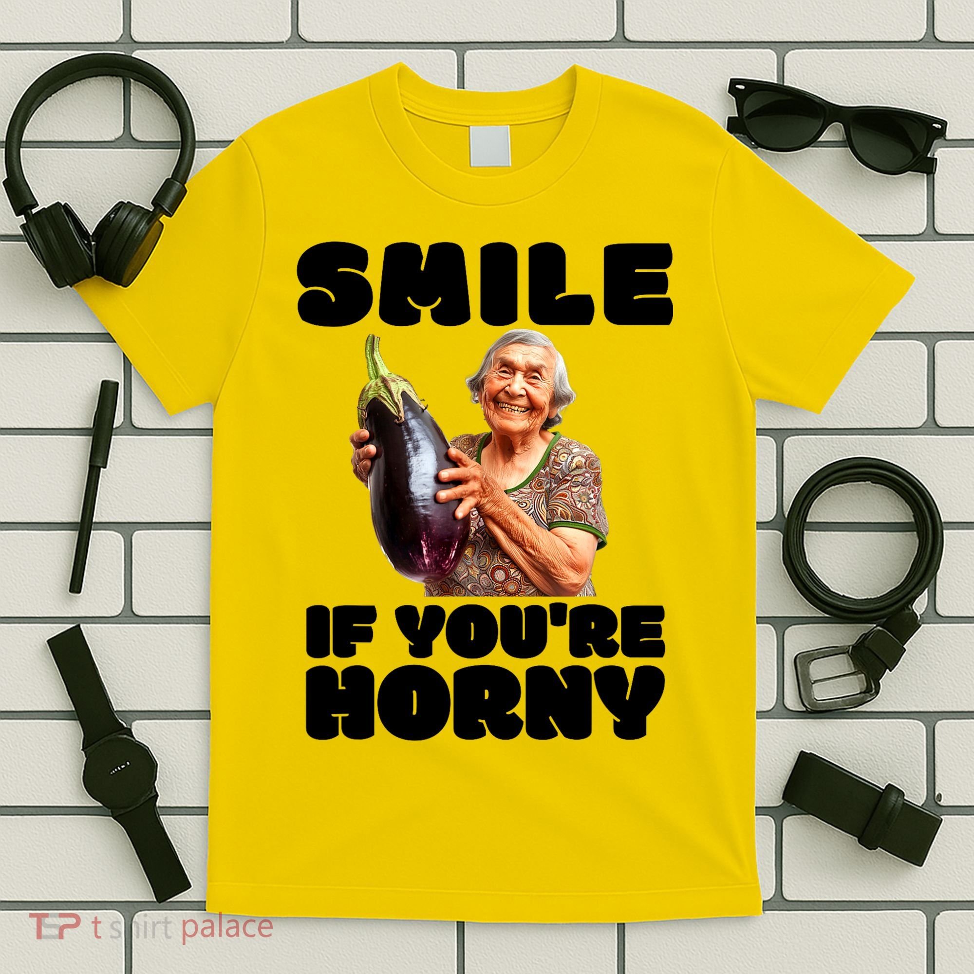 Funny Horny Eggplant Old Lady Inappropriate Embarrassing T-Shirt