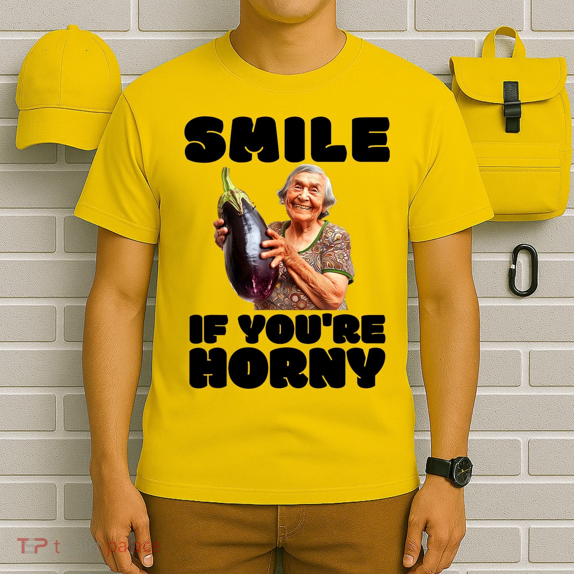 Funny Horny Eggplant Old Lady Inappropriate Embarrassing T-Shirt