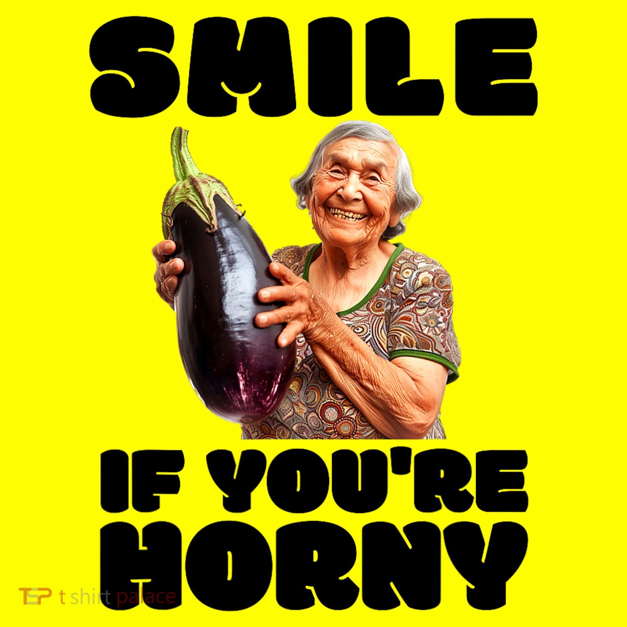 Funny Horny Eggplant Old Lady Inappropriate Embarrassing Women's T-Shirt