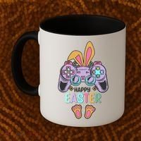 Funny Happy Easter Gamer Bunny Rabbit Controller Coffee Mug thumb 2