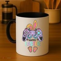 Funny Happy Easter Gamer Bunny Rabbit Controller Coffee Mug thumb 4