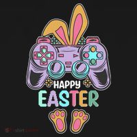Funny Happy Easter Gamer Bunny Rabbit Controller Polo thumb 3
