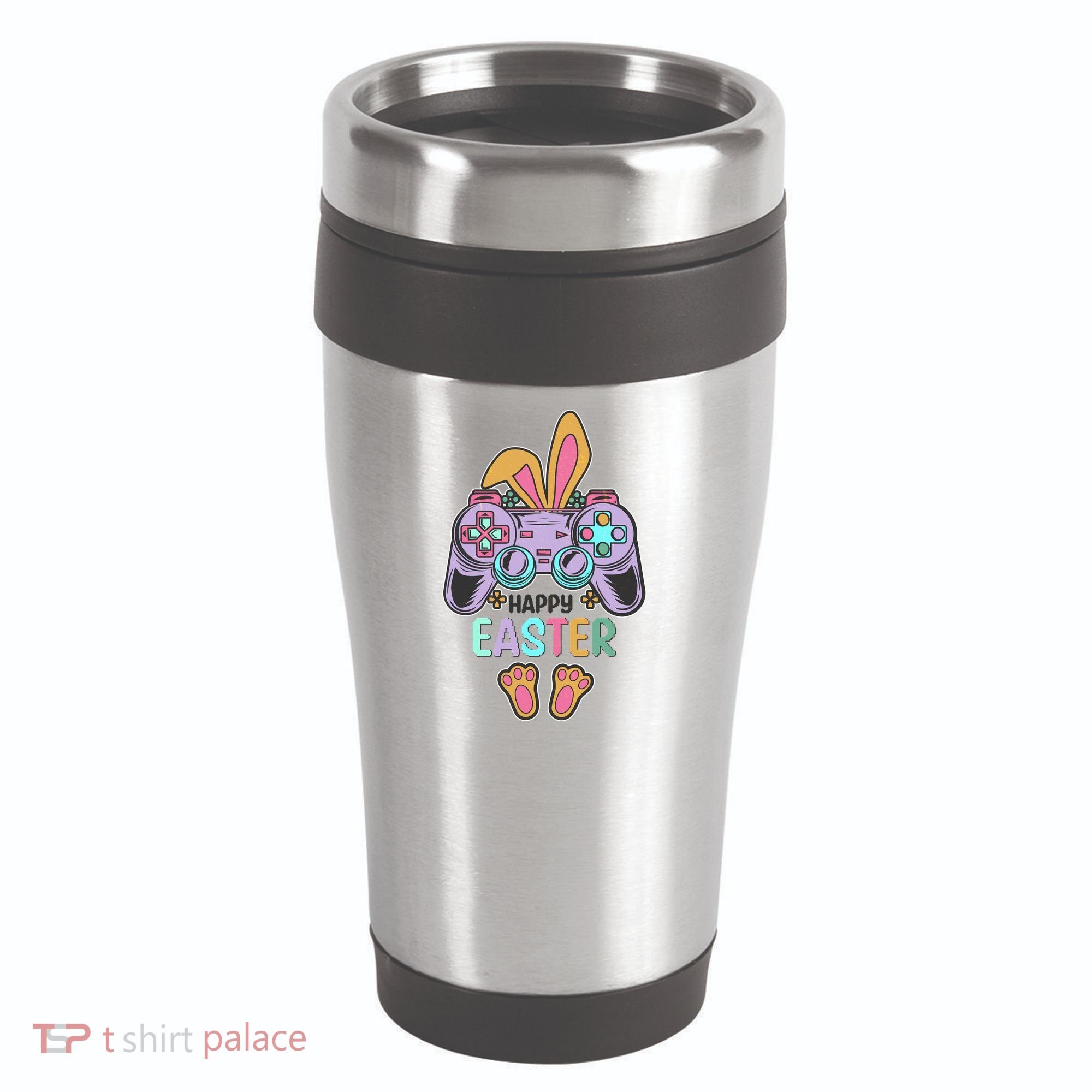 Funny Happy Easter Gamer Bunny Rabbit Controller 16oz Travel Tumbler