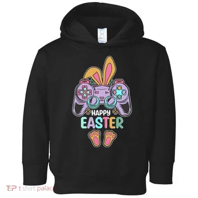 Funny Happy Easter Gamer Bunny Rabbit Controller Toddler Hoodie