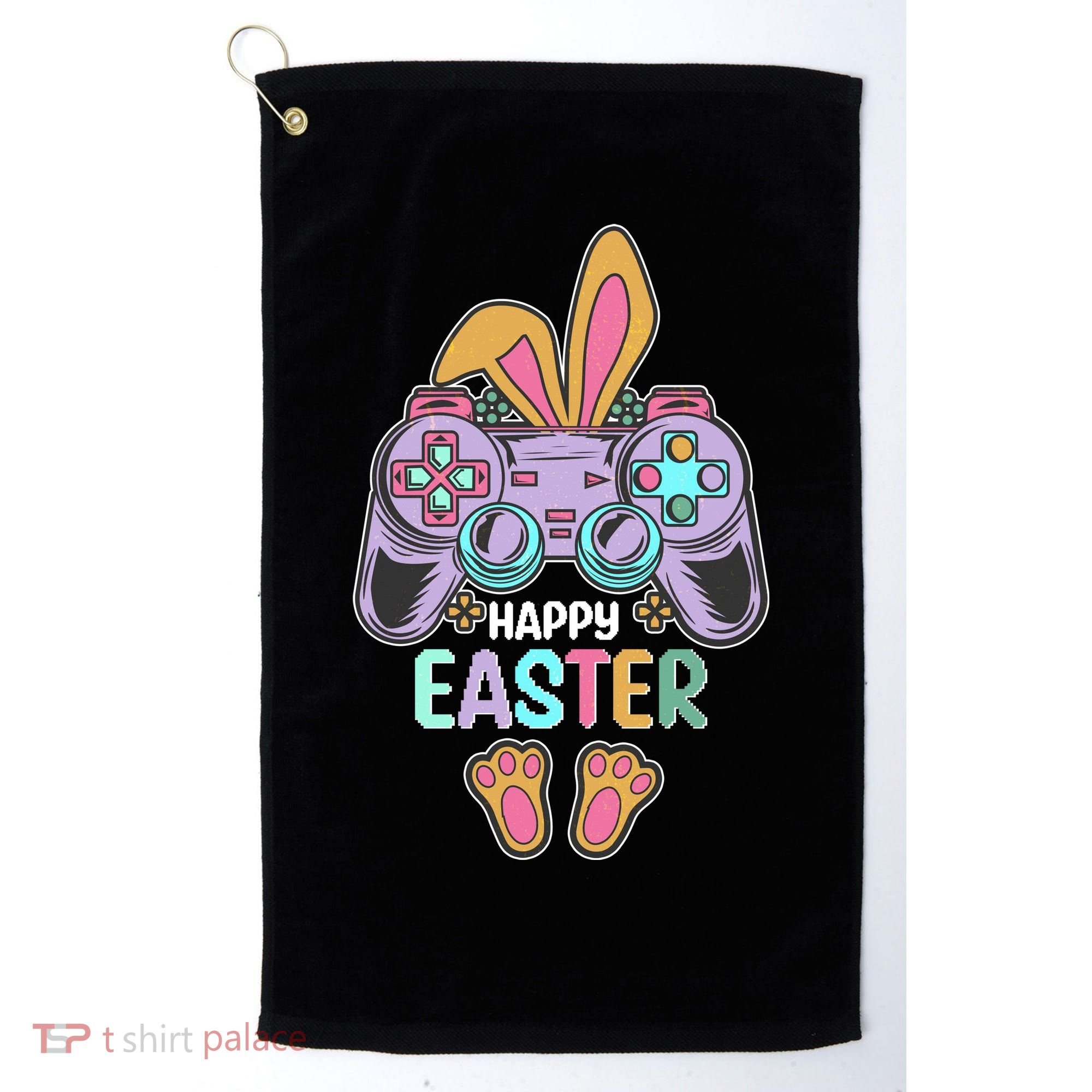 Funny Happy Easter Gamer Bunny Rabbit Controller Golf Towel
