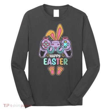 Funny Happy Easter Gamer Bunny Rabbit Controller Long Sleeve Shirt