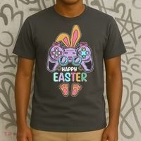 Funny Happy Easter Gamer Bunny Rabbit Controller T-Shirt thumb 3