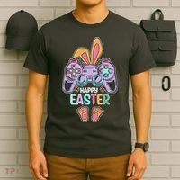 Funny Happy Easter Gamer Bunny Rabbit Controller T-Shirt thumb 6
