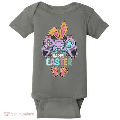 Funny Happy Easter Gamer Bunny Rabbit Controller Baby Bodysuit