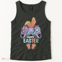 Funny Happy Easter Gamer Bunny Rabbit Controller Tank Top thumb 2