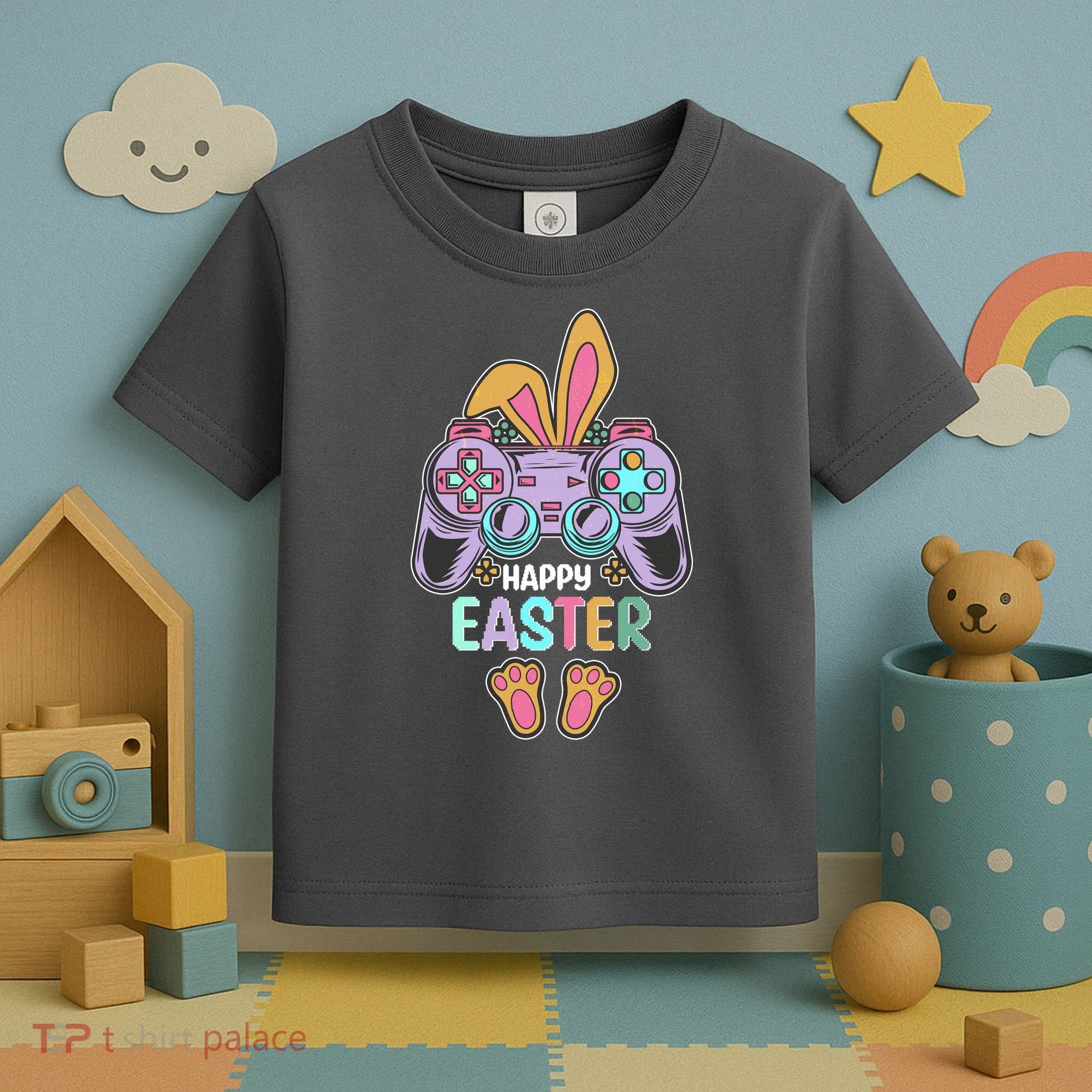 Funny Happy Easter Gamer Bunny Rabbit Controller Toddler T-Shirt
