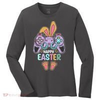 Funny Happy Easter Gamer Bunny Rabbit Controller Women's Long Sleeve Shirt thumb 0