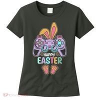 Funny Happy Easter Gamer Bunny Rabbit Controller Women's T-Shirt thumb 0