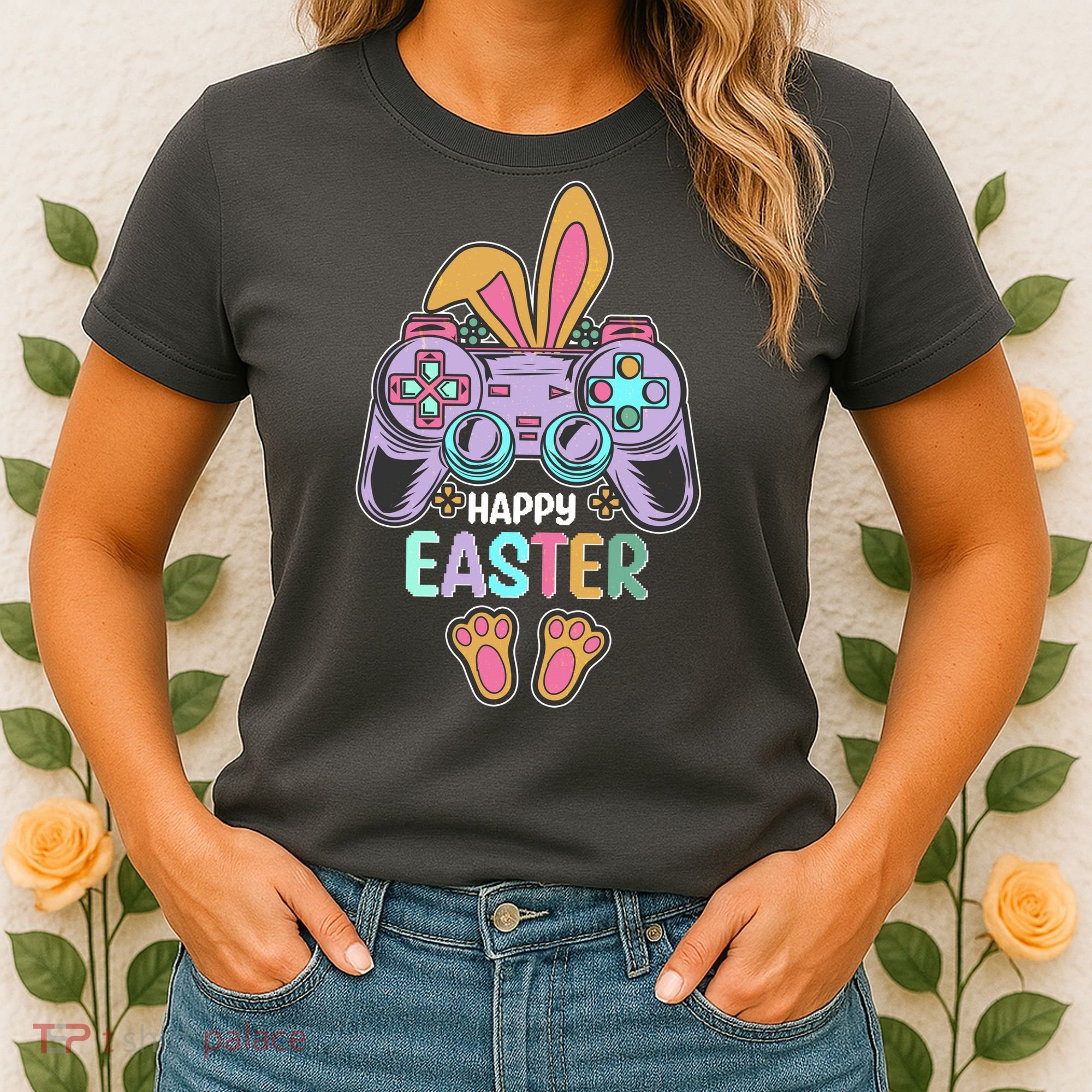 Funny Happy Easter Gamer Bunny Rabbit Controller Women's T-Shirt