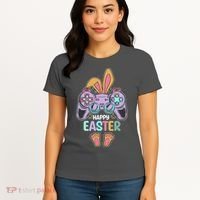 Funny Happy Easter Gamer Bunny Rabbit Controller Women's T-Shirt thumb 4