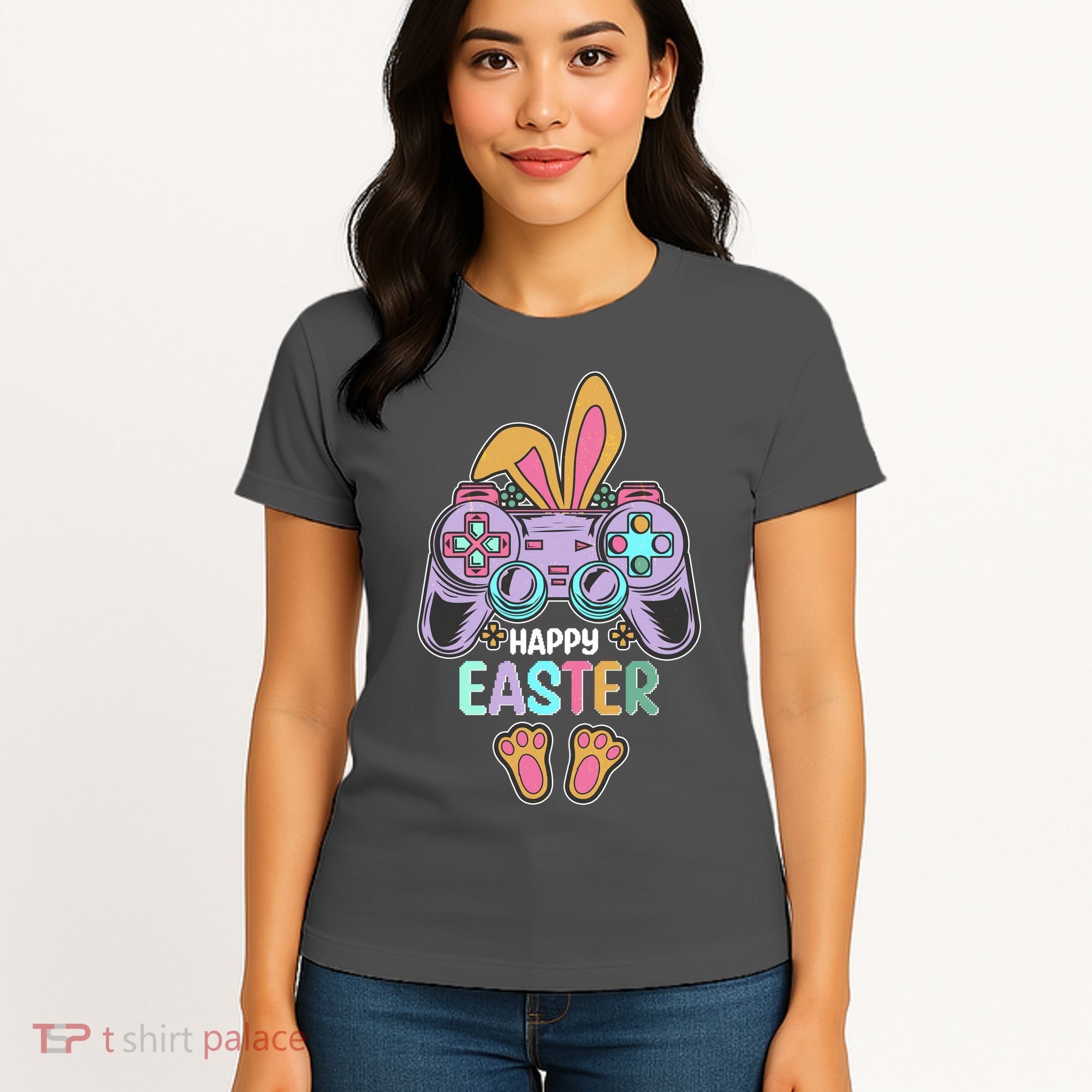 Funny Happy Easter Gamer Bunny Rabbit Controller Women's T-Shirt