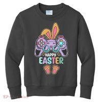Funny Happy Easter Gamer Bunny Rabbit Controller Kids Sweatshirt thumb 0