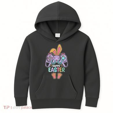 Funny Happy Easter Gamer Bunny Rabbit Controller Kids Hoodie