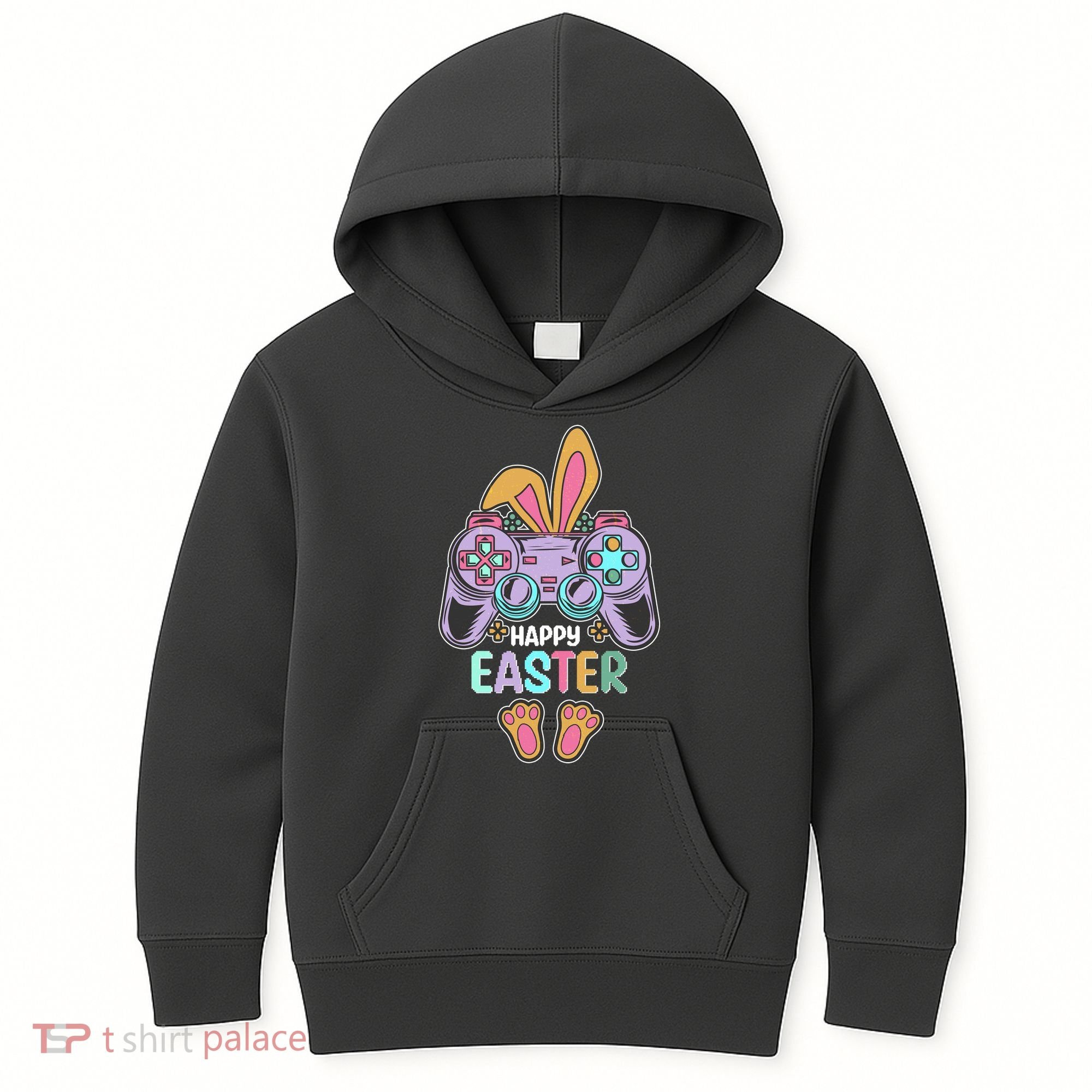 Funny Happy Easter Gamer Bunny Rabbit Controller Kids Hoodie